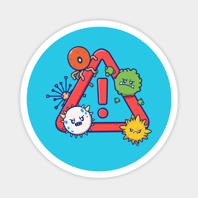 Cute Virus Cartoon With Stop Sign Cartoon Magnet by Catalyst Labs